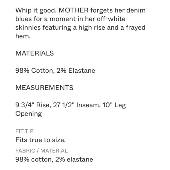 MOTHER THE LOOKER ANKLE FRAY IN WHIPPING THE CREAM HIGH RISE SKINNIES W/FRAY HEM - Picture 8 of 14